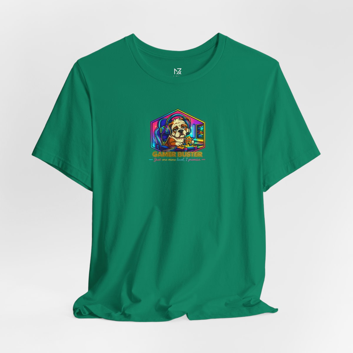 Retro Gamer Skull tee - Kelly flat lay | MR7ART