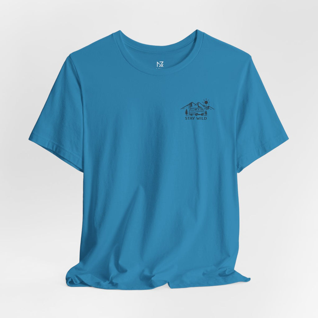 Mountain Landscape tee - Aqua flat lay | MR7ART