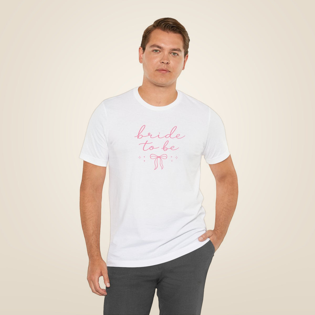Bride to Be tee - White worn by a model | MR7ART
