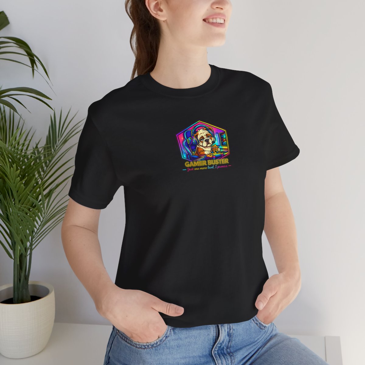 Retro Gamer Skull tee - Black worn by a model | MR7ART