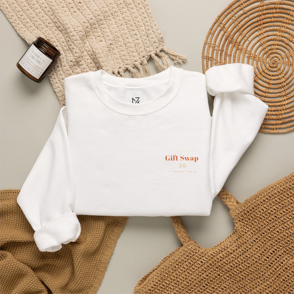 Secret Santa Sweatshirt - White folded flat lay | MR7ART