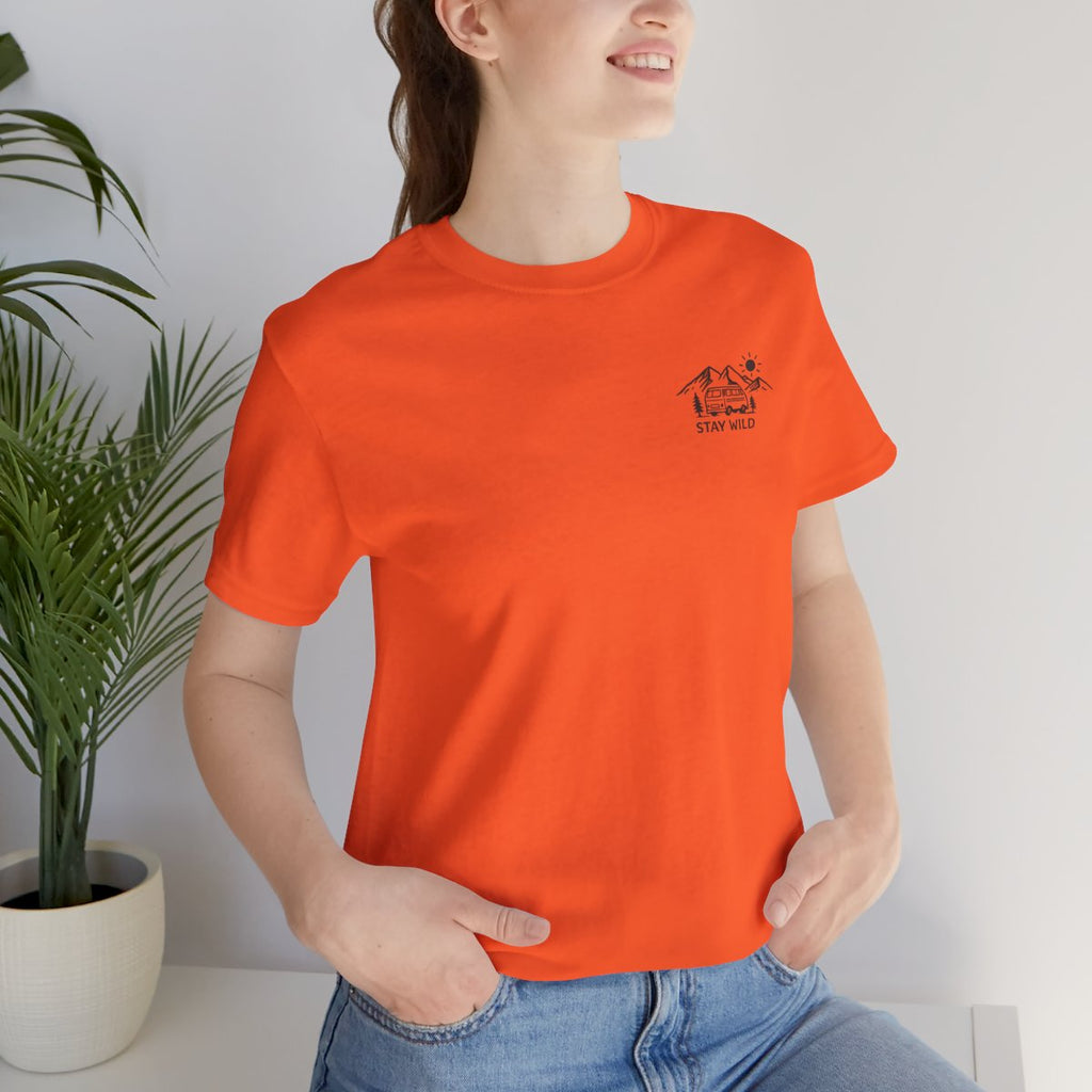 Mountain Landscape tee - Orange worn by a model | MR7ART