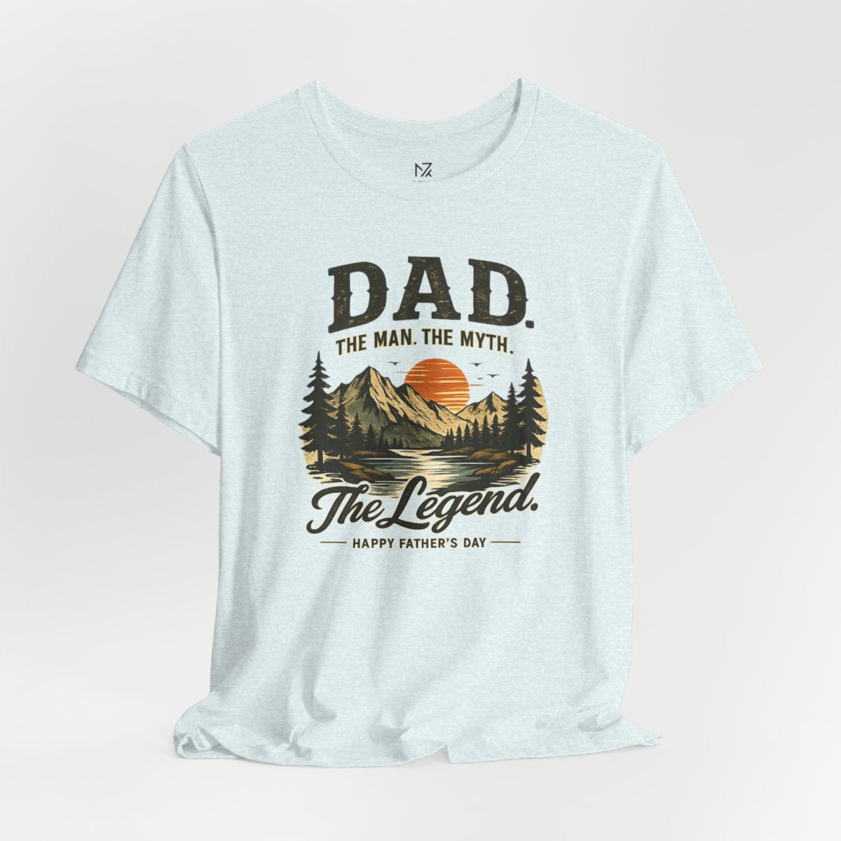 Dad The Man The Myth The Legend Shirt, Funny Fathers Day Shirt, Matching Dad Son Shirt, Outdoor Mountain Graphic Tee, Gift for Dad - Heather Ice Blue flat lay | MR7ART