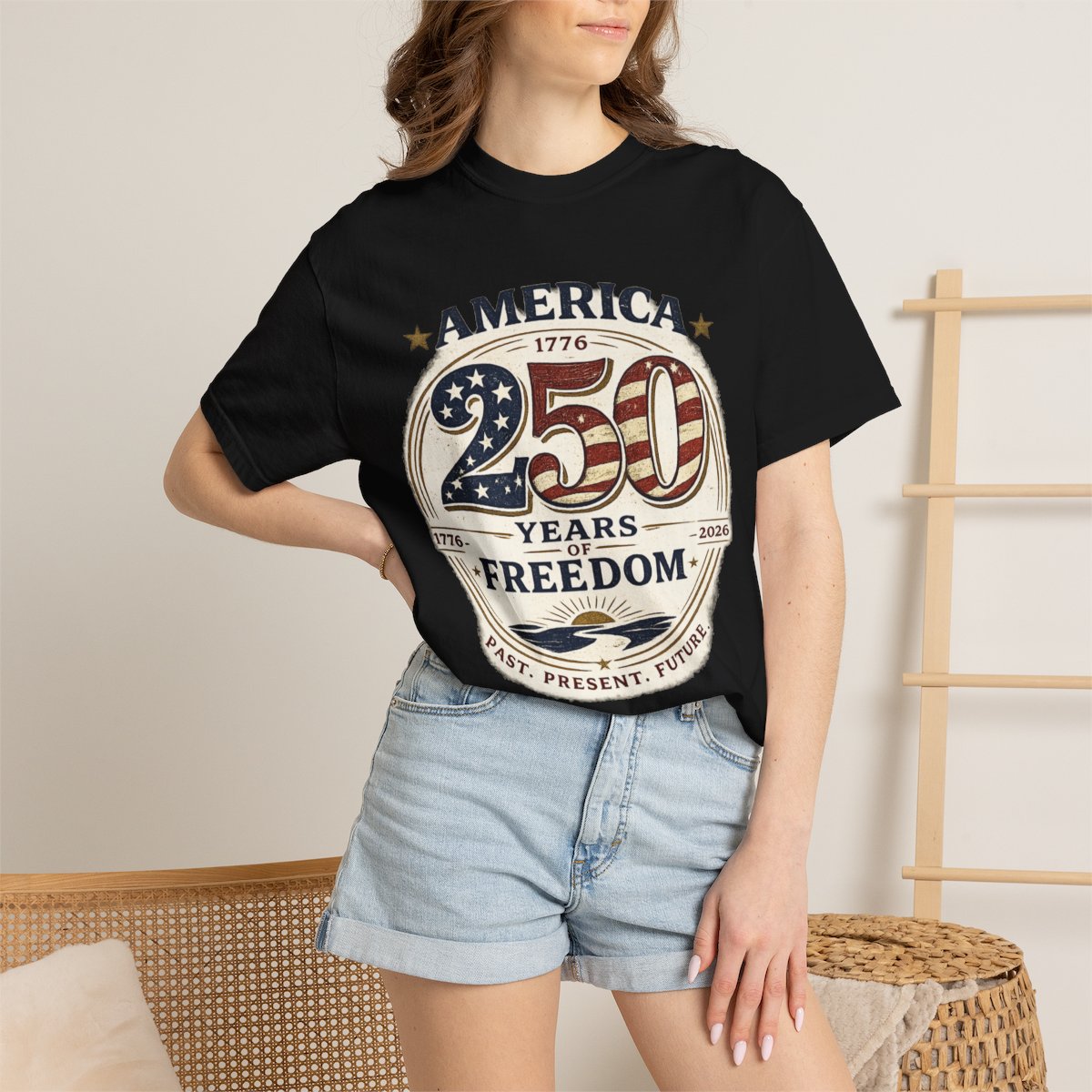 America 250 Years of Freedom T-shirt - Black product photo | MR7ART