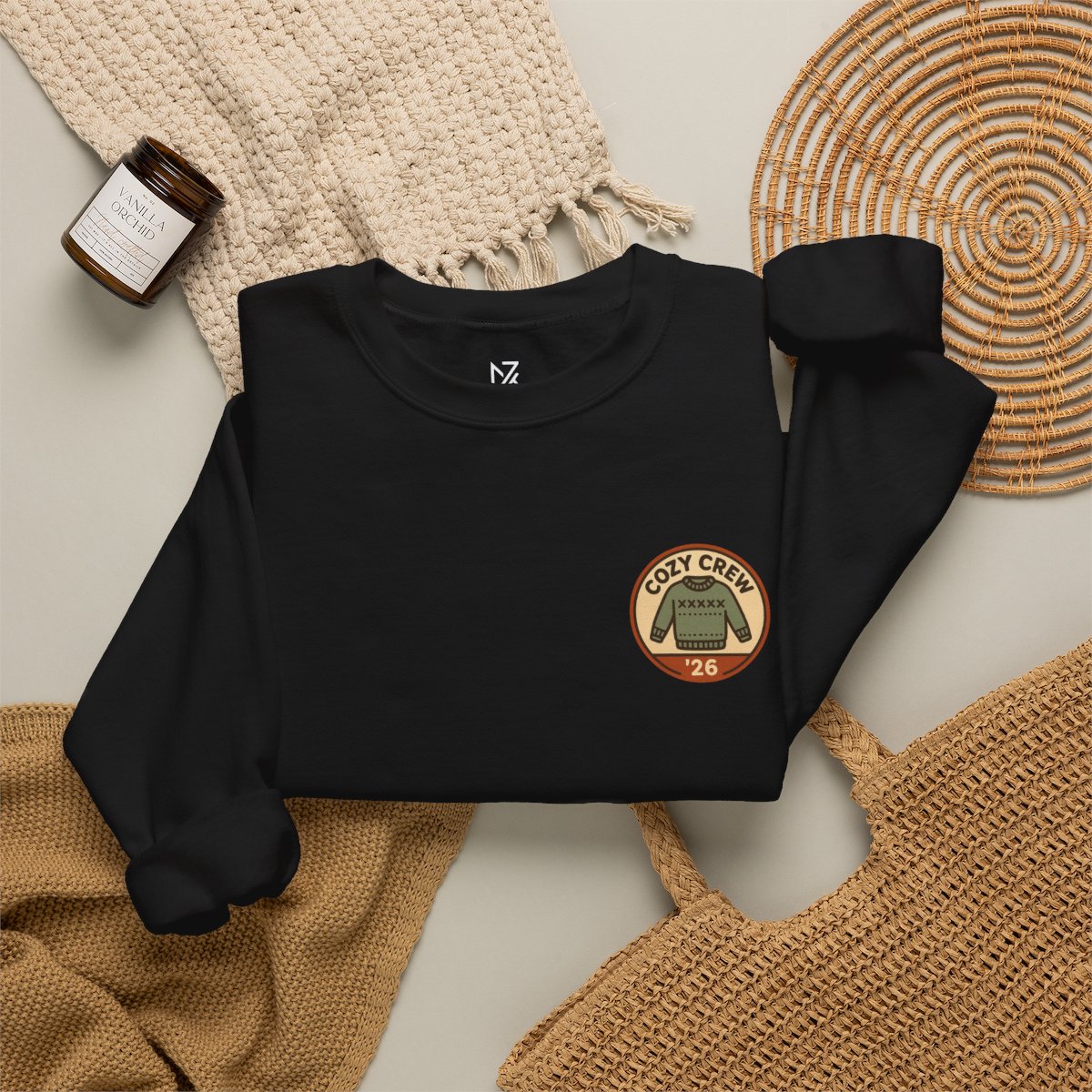 Matching Family Christmas Sweatshirt - Black folded flat lay | MR7ART
