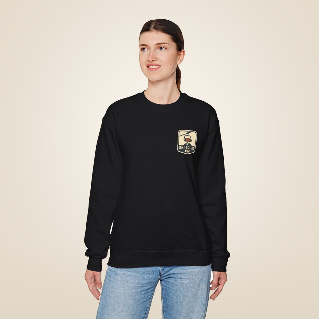 Ski Trip Sweatshirt - Black worn by a model | MR7ART