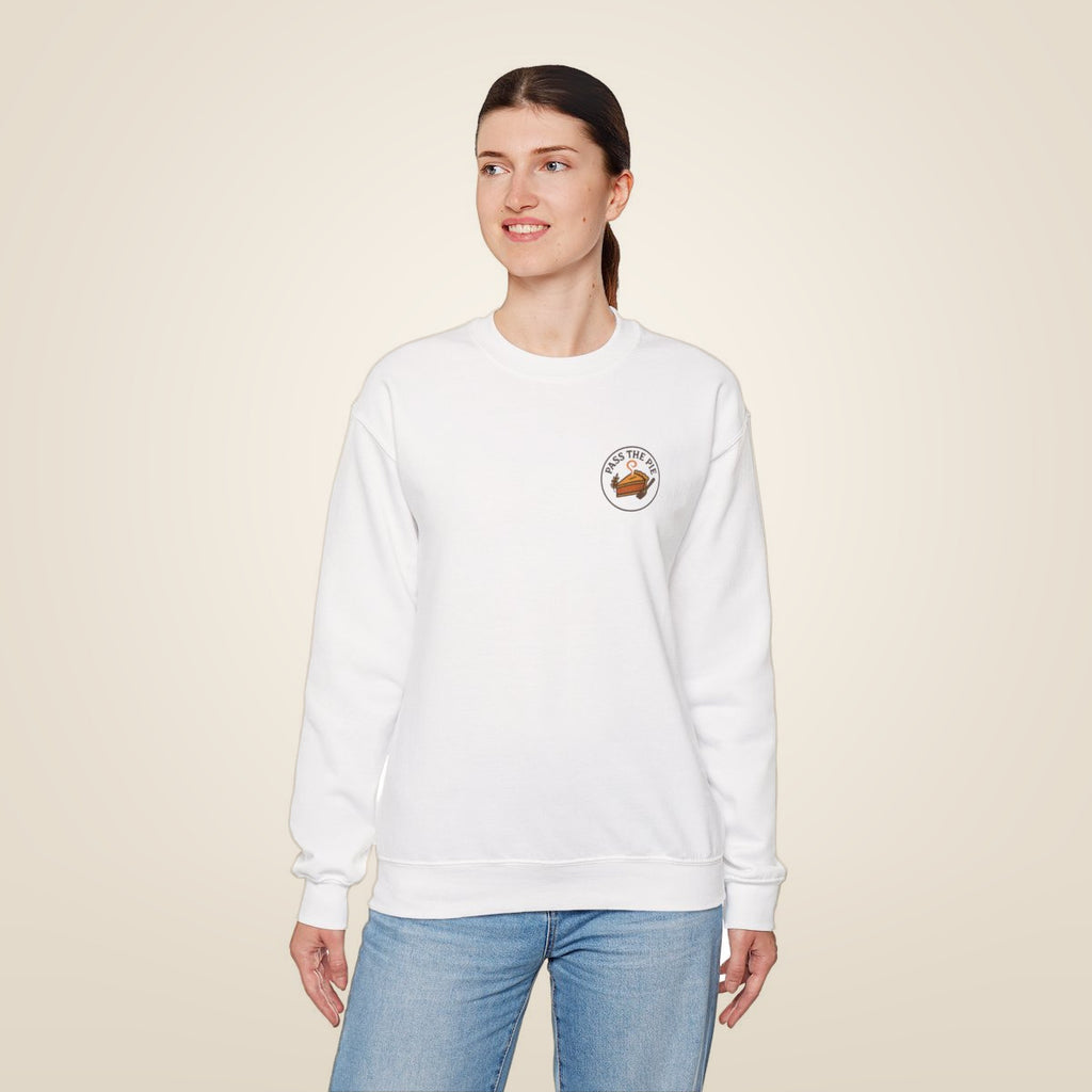 Friendsgiving Sweatshirt - White worn by a model | MR7ART