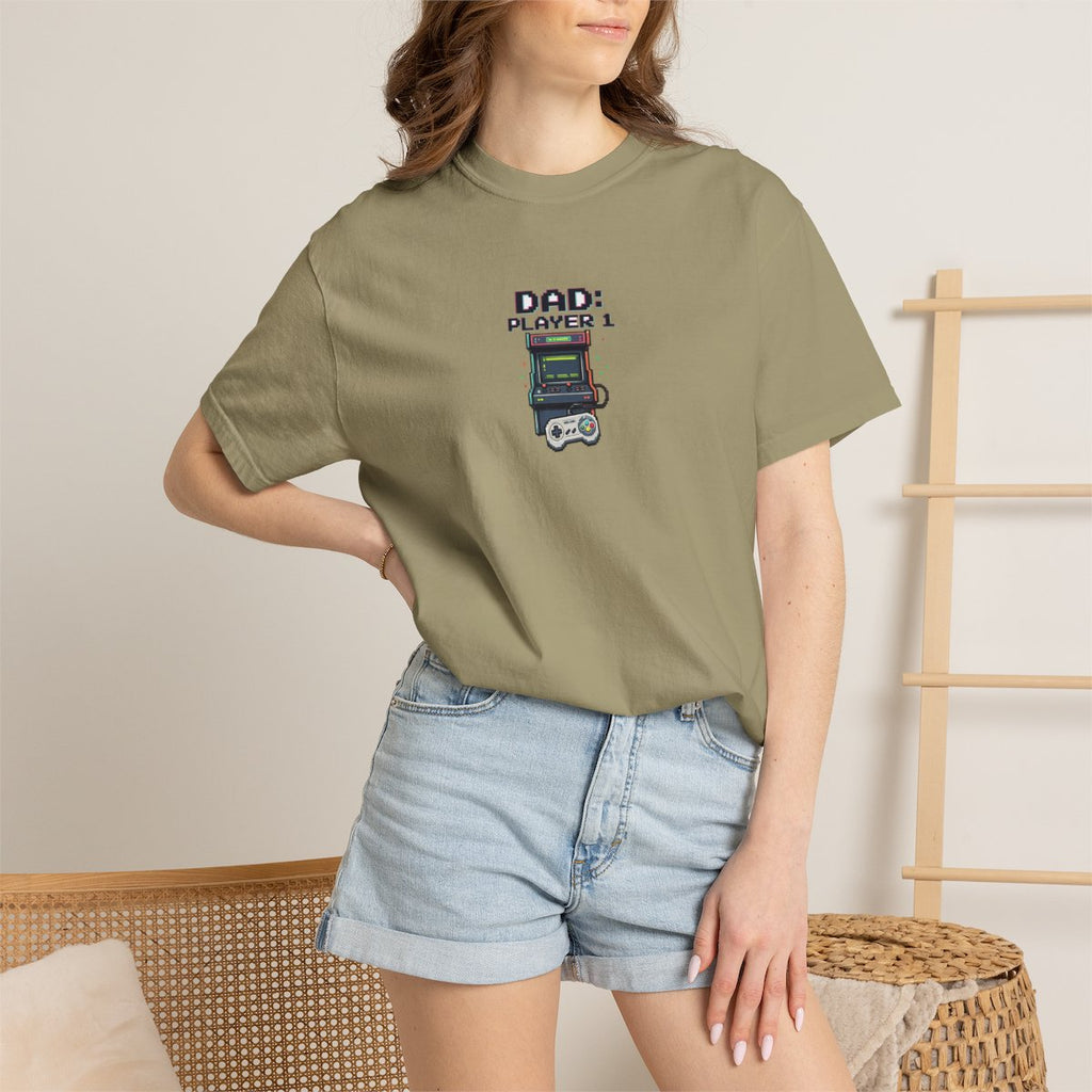 Dad Player 1 Retro Handheld Game T-shirt - Khaki product photo | MR7ART
