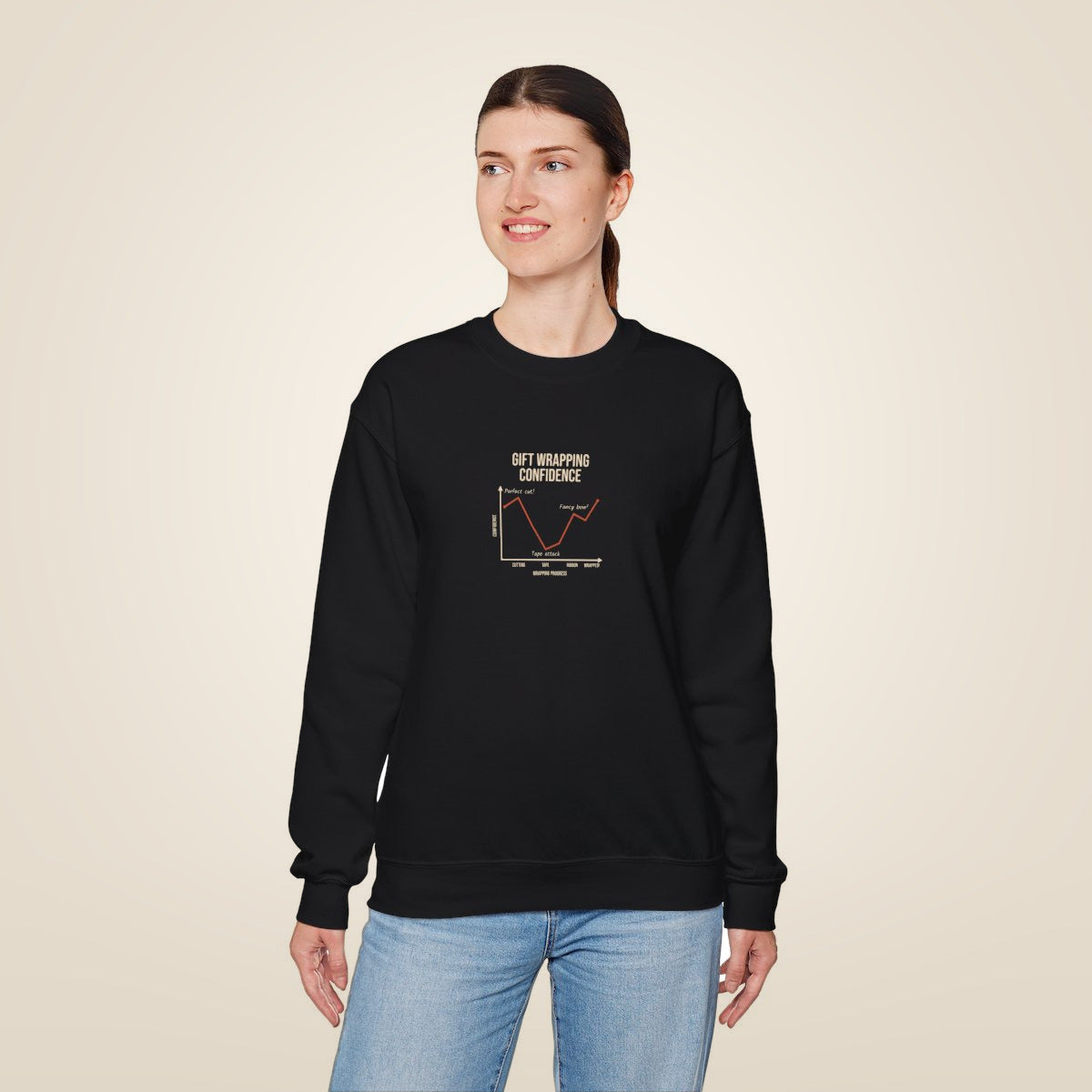 Funny Graph Shirt Sweatshirt - Black worn by a model | MR7ART
