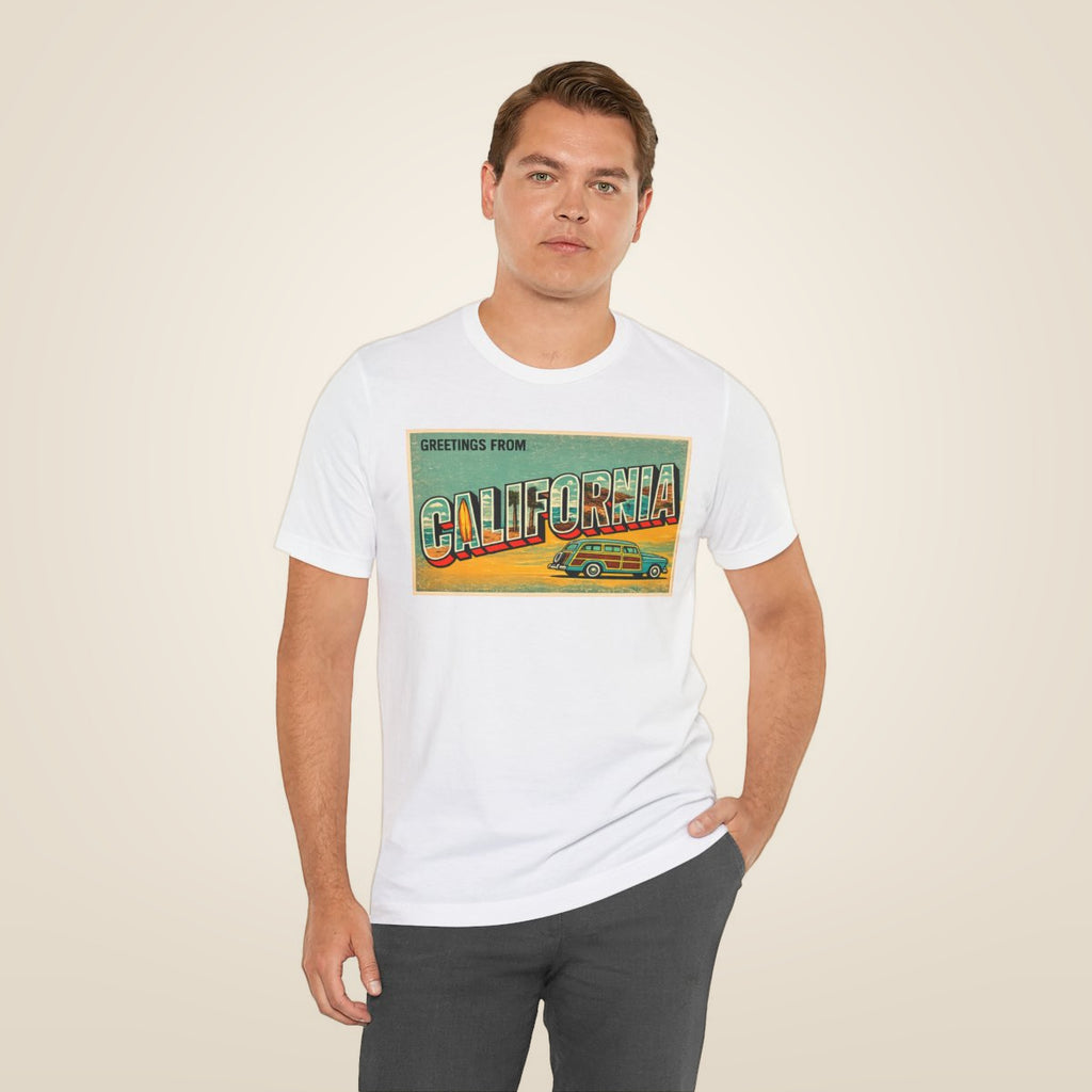 Unisex Jersey Short Sleeve Tee - White worn by a model | MR7ART