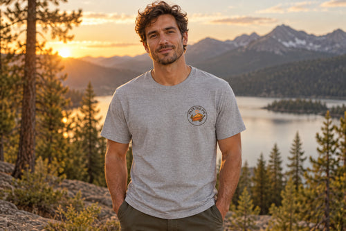 Friendsgiving Tee - Athletic Heather worn by a model | MR7ART