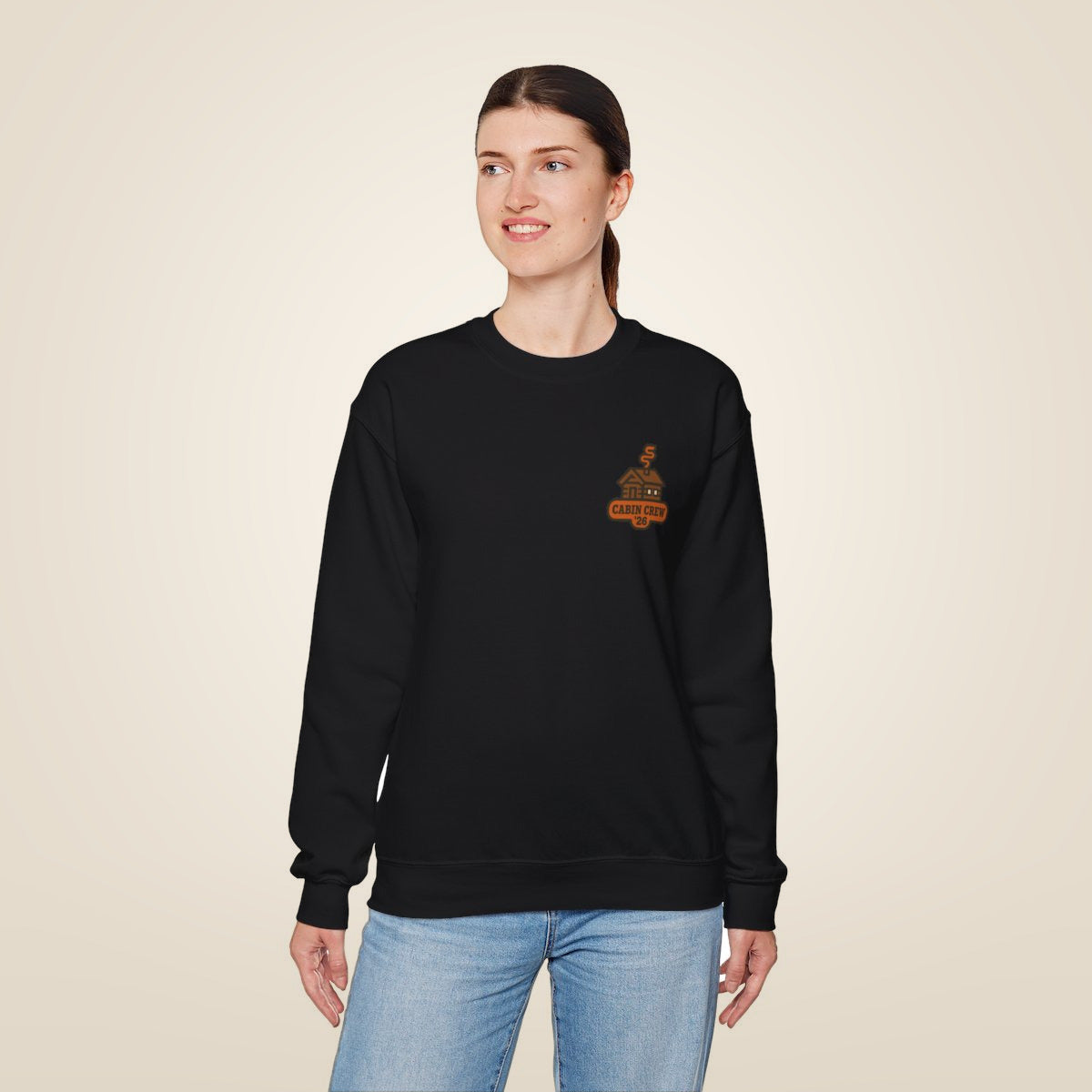 Matching Cabin Crew Sweatshirt - Black worn by a model | MR7ART
