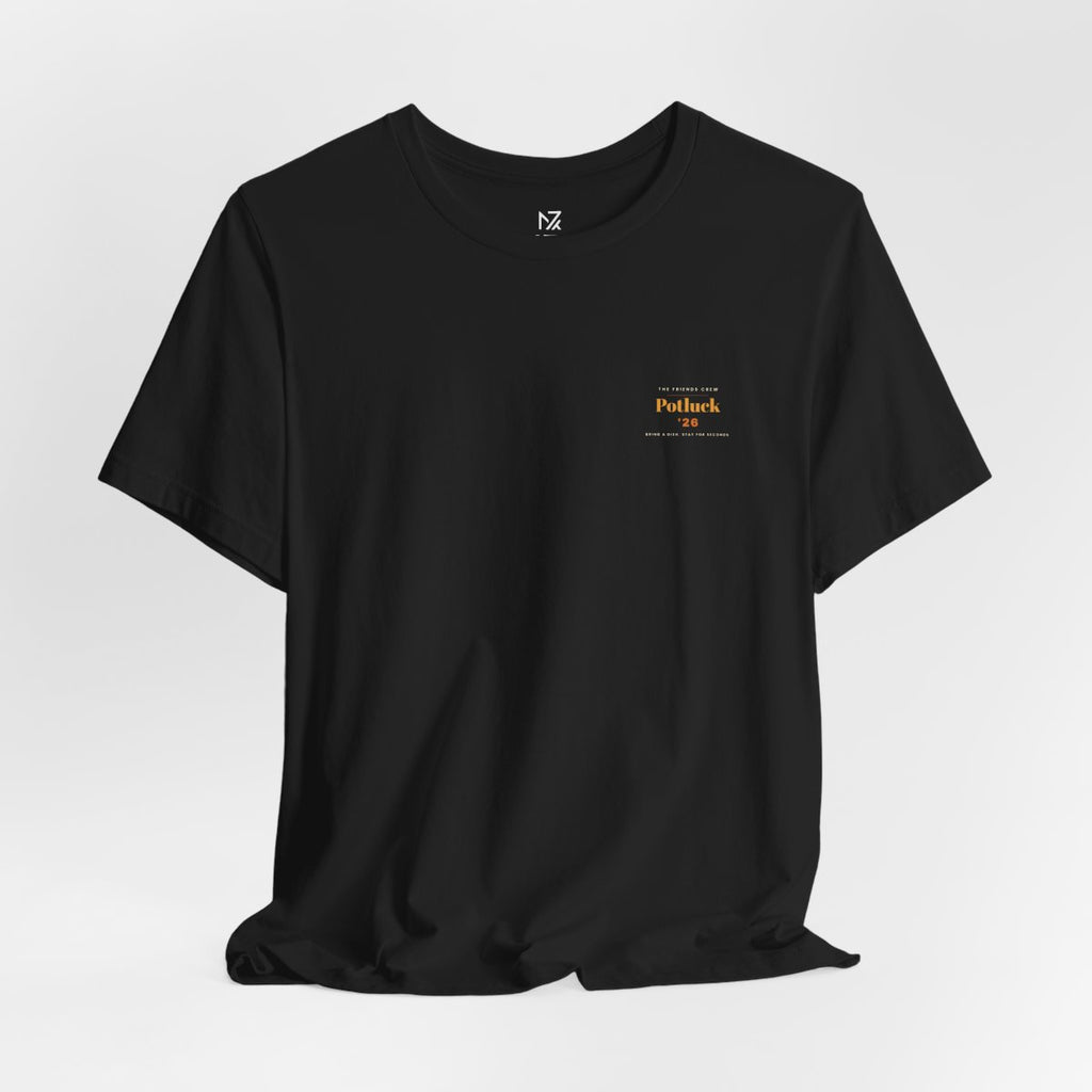 Thanksgiving Potluck Tee - Black worn by a model | MR7ART