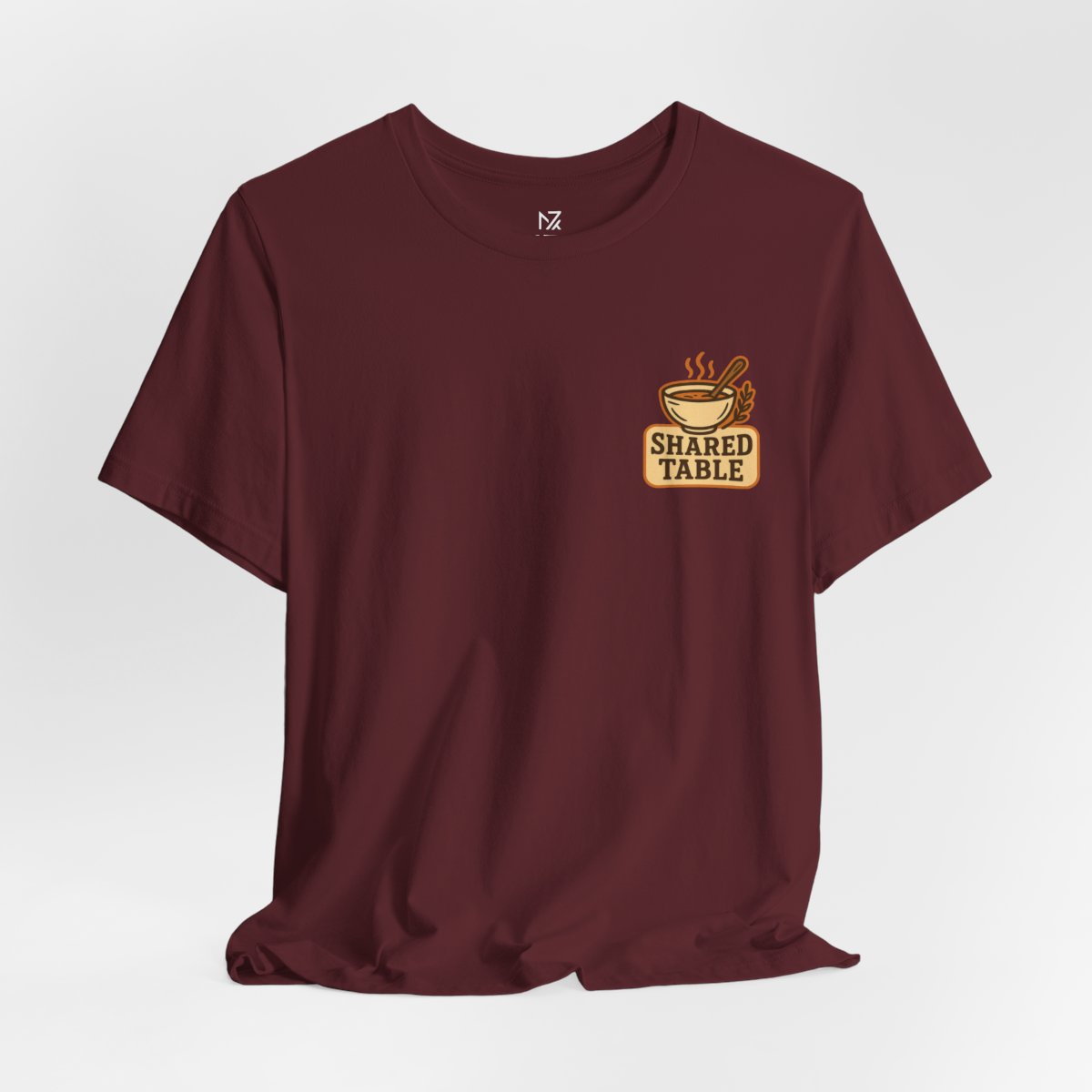 Friendsgiving Tee - Maroon flat lay | MR7ART