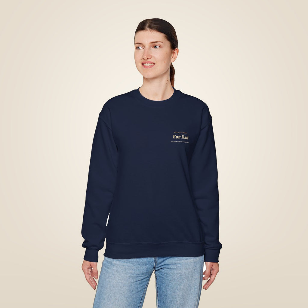 Dad Gift Sweatshirt - Navy worn by a model | MR7ART