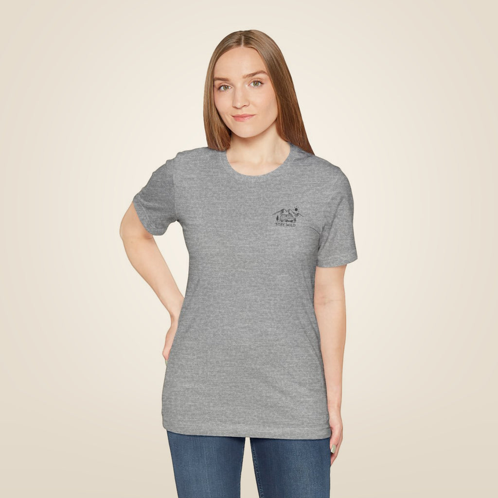 Mountain Landscape tee - Athletic Heather worn by a model | MR7ART