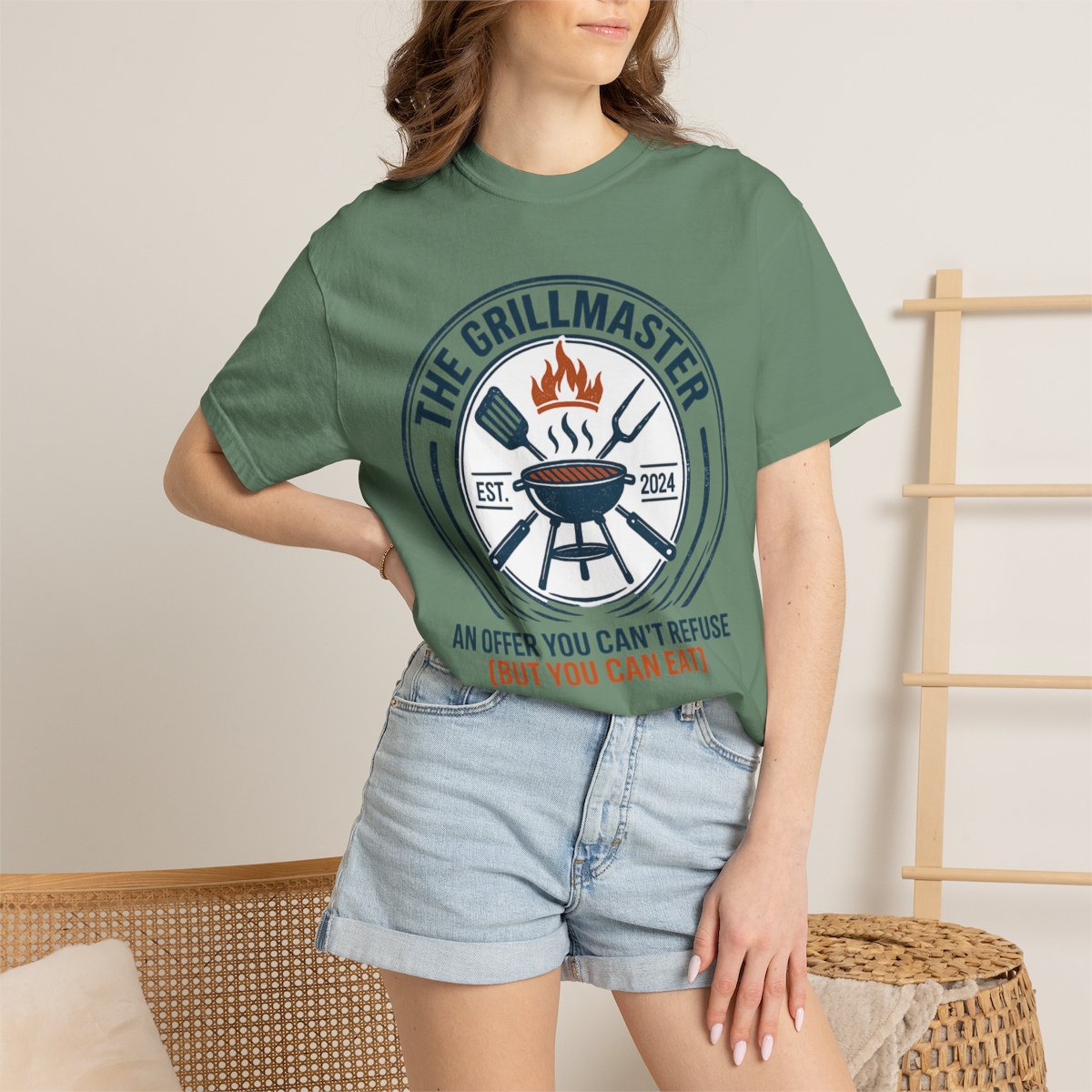 The Grillmaster T-shirt - Light Green product photo | MR7ART