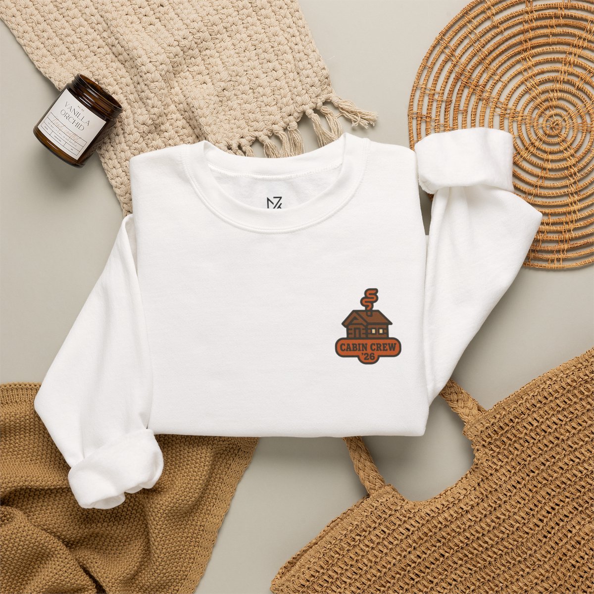 Matching Cabin Crew Sweatshirt - White folded flat lay | MR7ART
