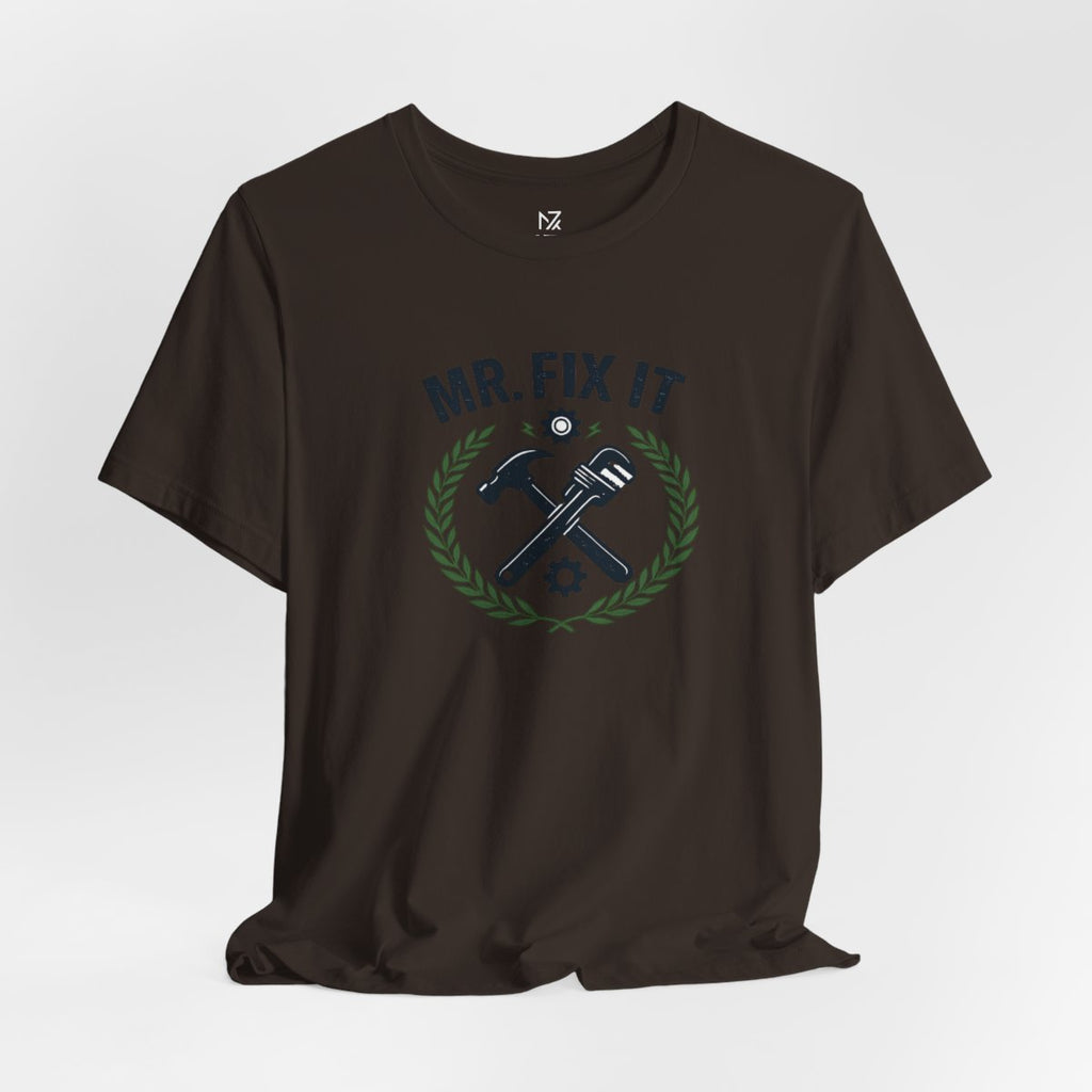 Mr Fix It Dad Shirt - Brown flat lay | MR7ART
