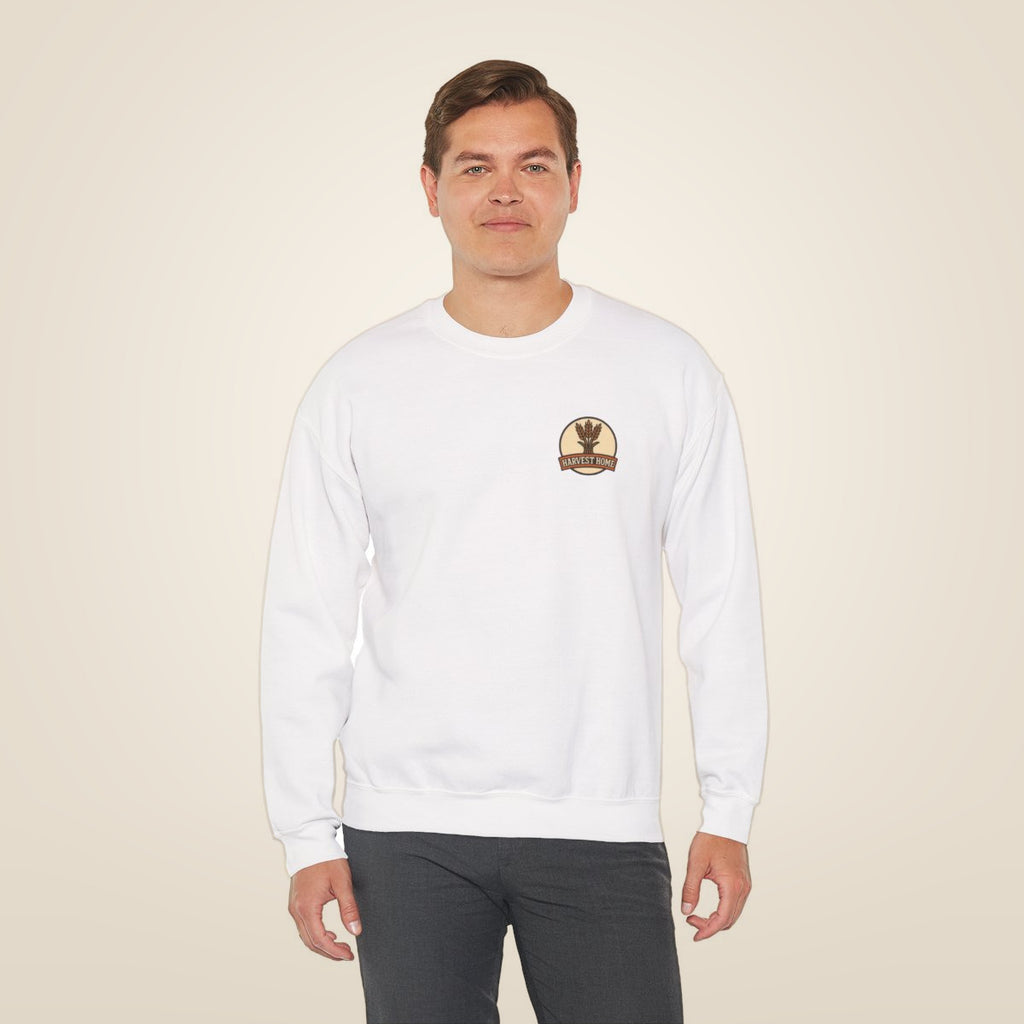 Thanksgiving Sweatshirt - White worn by a model | MR7ART