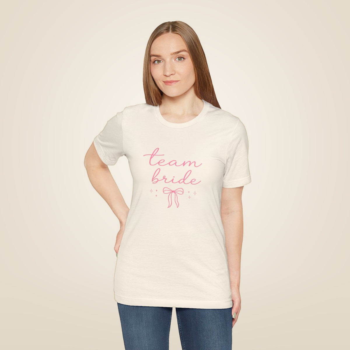 Team Bride tee - Natural worn by a model | MR7ART