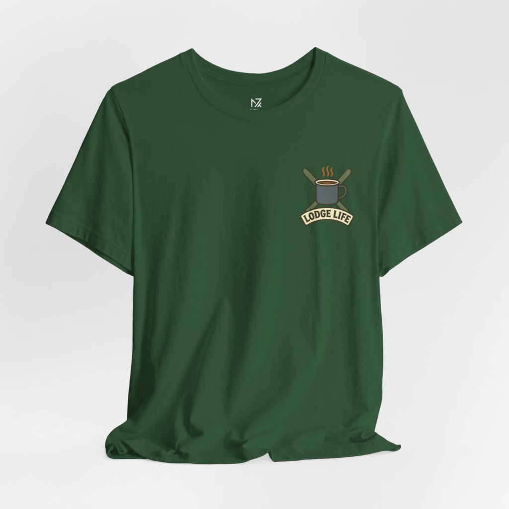 Ski Lodge Tee - Evergreen flat lay | MR7ART