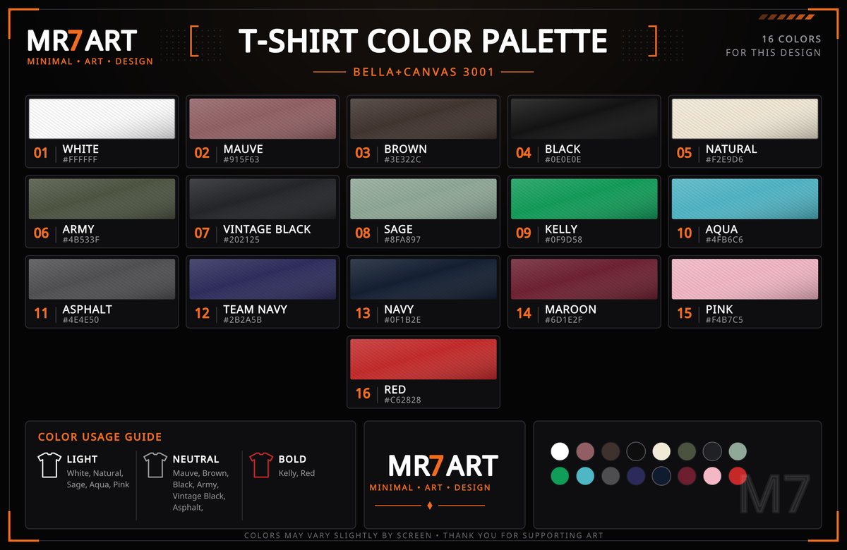 Unisex Jersey Short Sleeve Tee - color palette | MR7ART