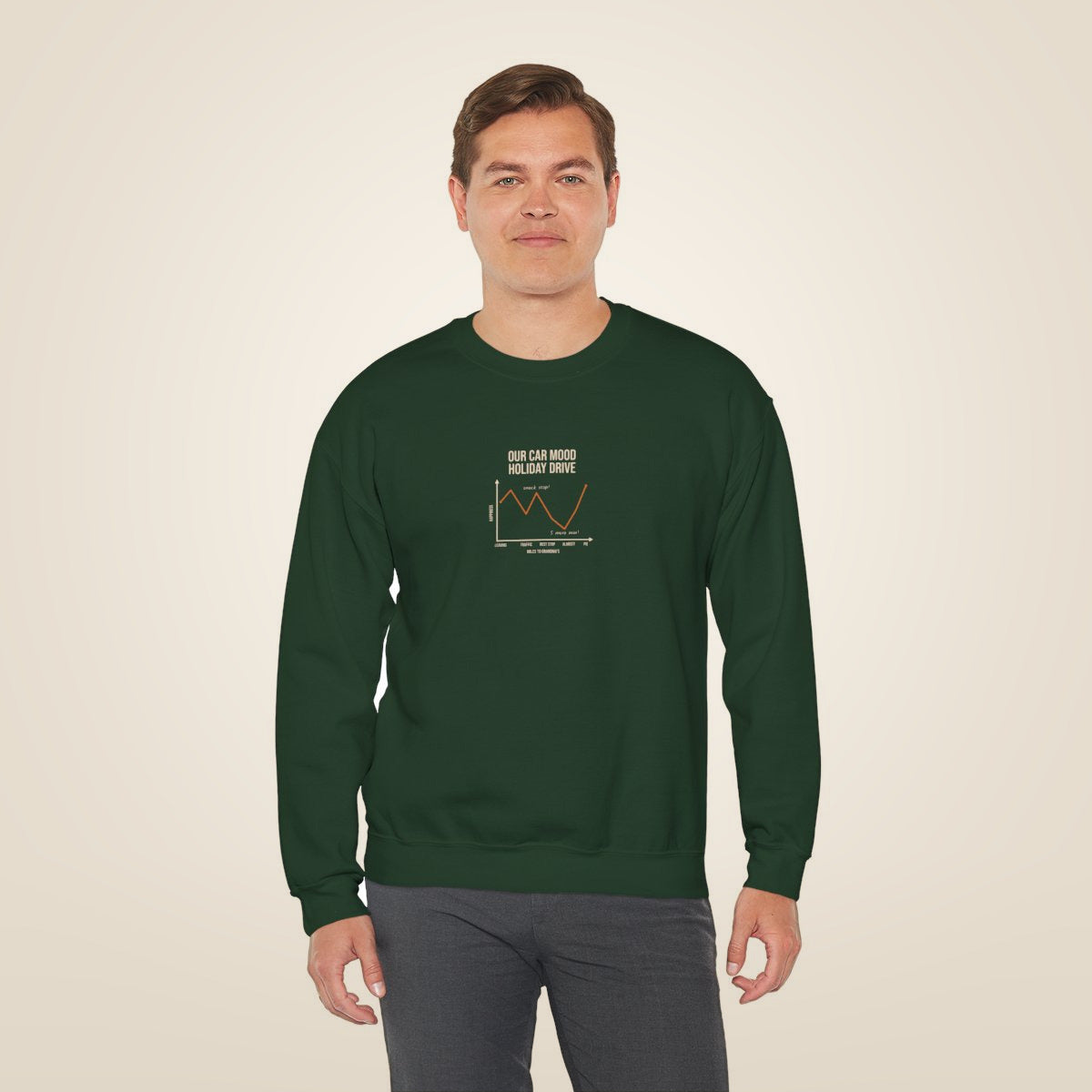Funny Graph Shirt Sweatshirt - Forest Green worn by a model | MR7ART