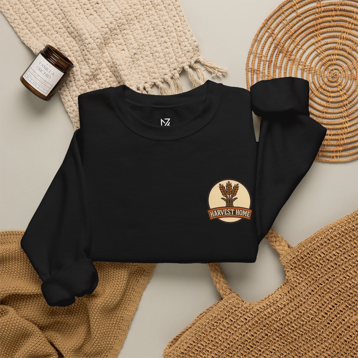 Thanksgiving Sweatshirt - Black folded flat lay | MR7ART