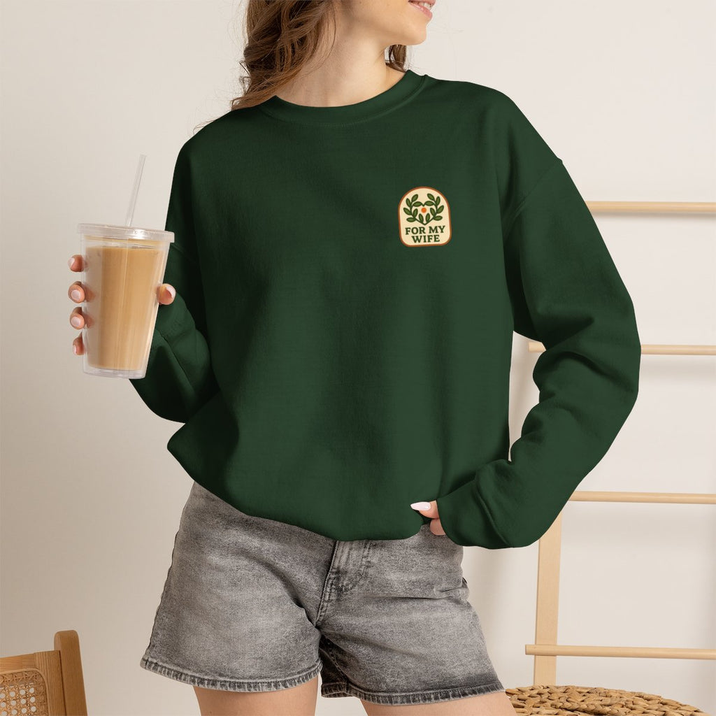Thanksgiving Gift For Wife Sweatshirt - Forest Green worn by a model | MR7ART