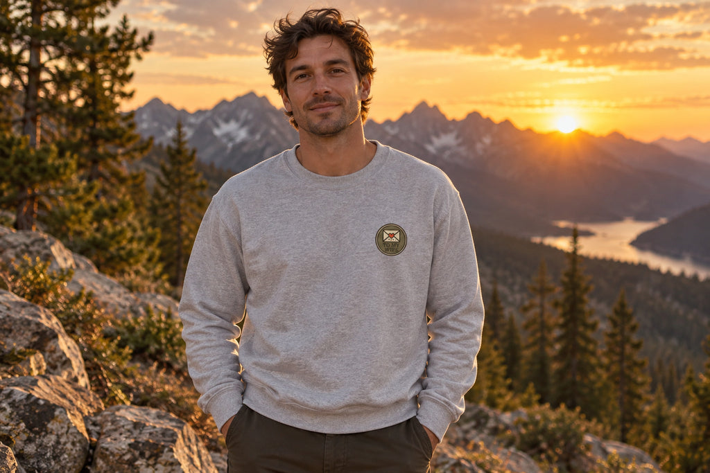 Thanksgiving Gift Wife Sweatshirt - Sport Grey worn by a model | MR7ART