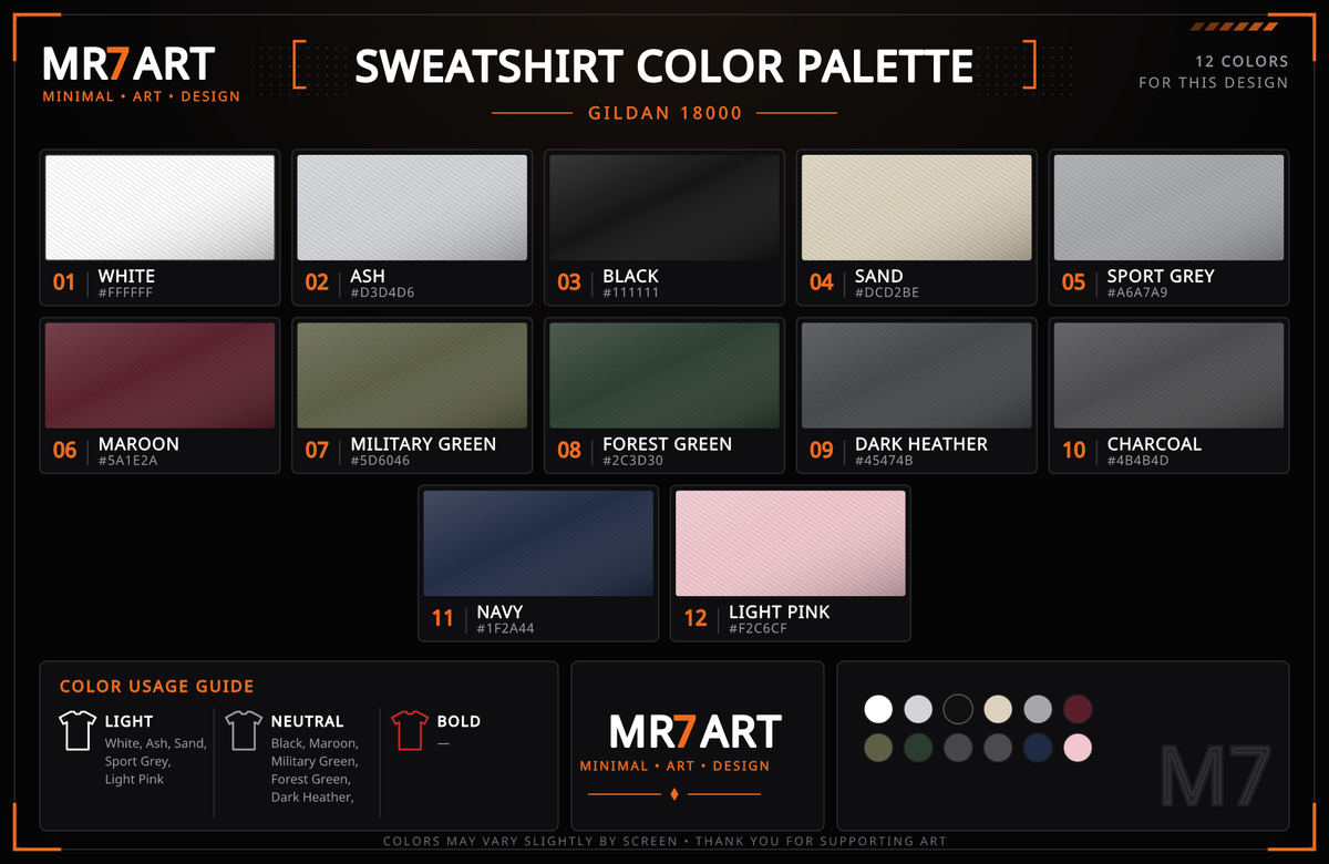 Family Holiday Matching Sweatshirt - color palette | MR7ART
