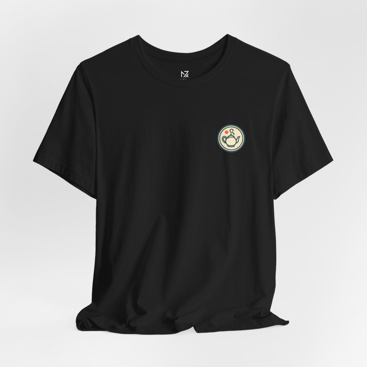 Vintage Teapot Tee - Black worn by a model | MR7ART