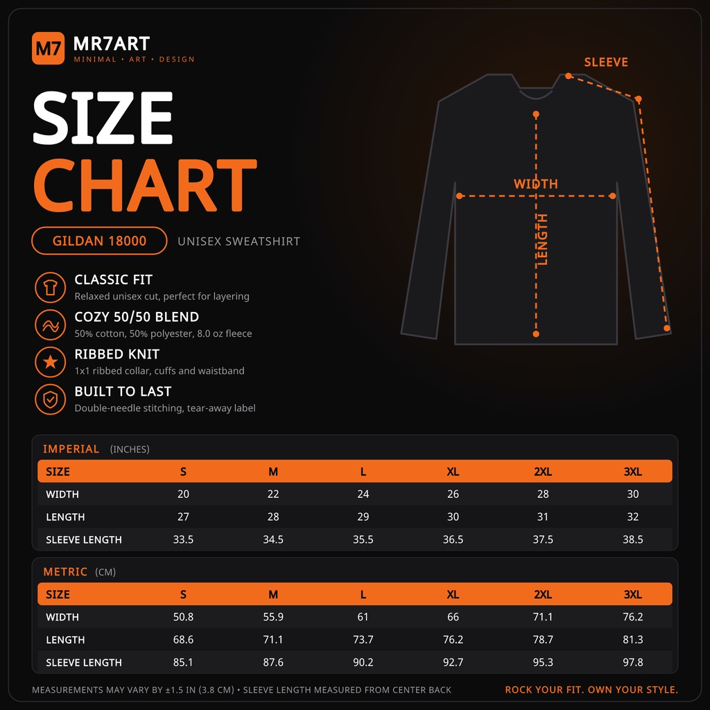 Family Reunion Sweatshirt - size chart | MR7ART