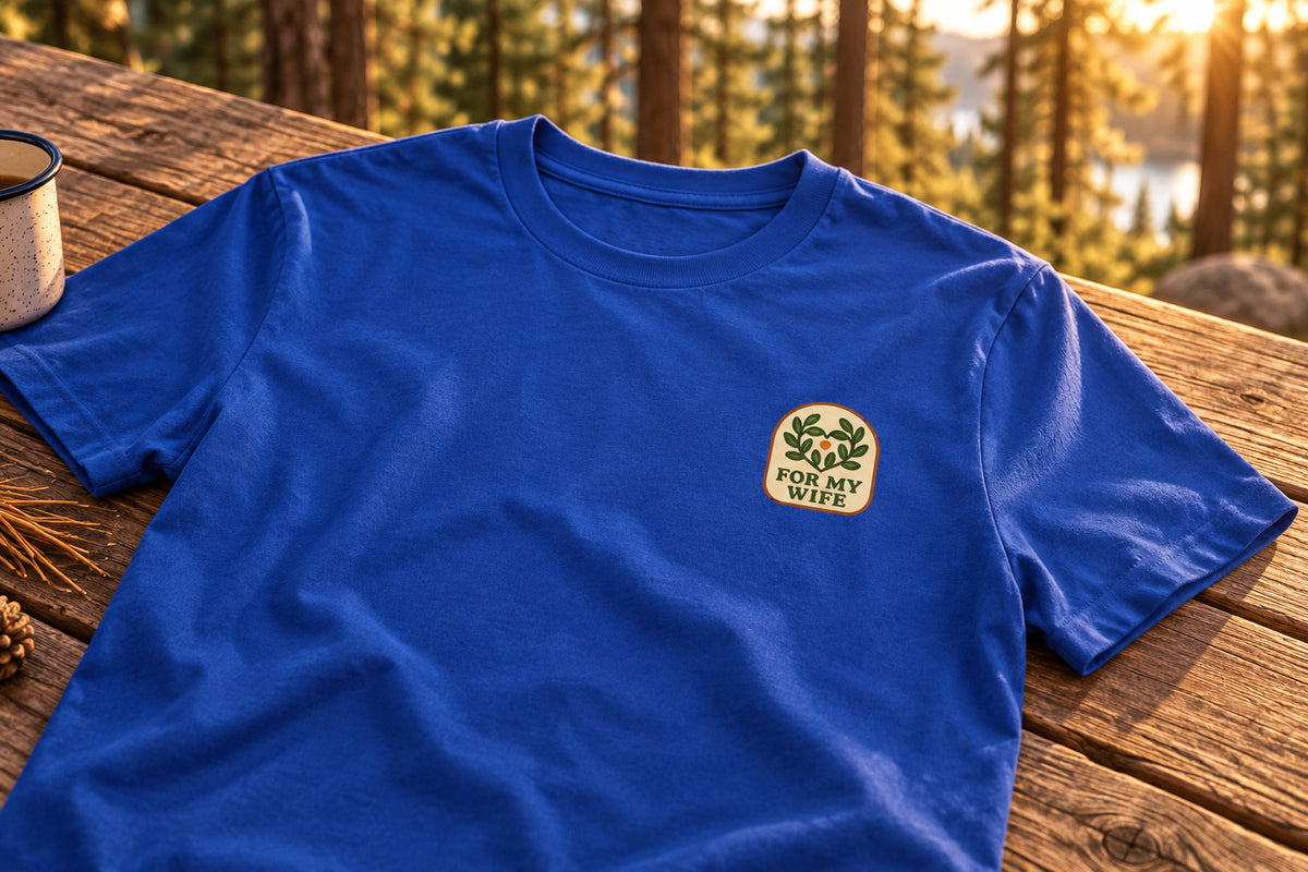 Thanksgiving Gift For Wife Tee - True Royal on a rustic wooden table | MR7ART