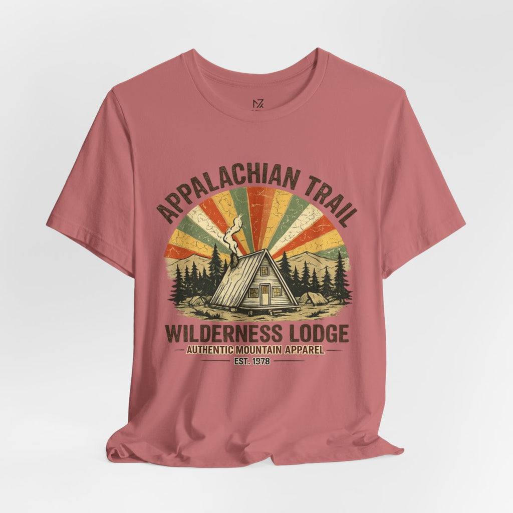 Appalachian Trail Wilderness Lodge Tee - Mauve flat lay | MR7ART