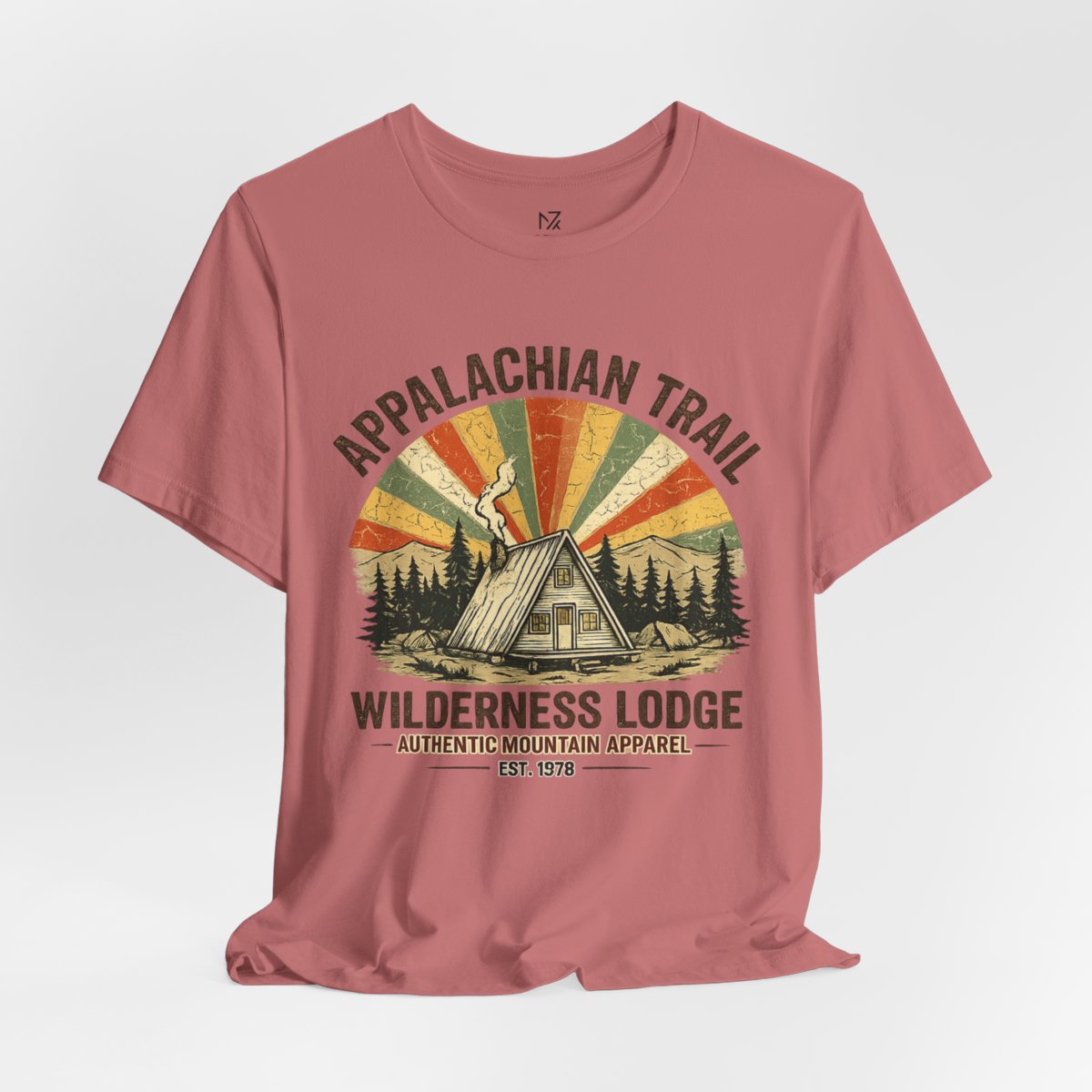 Appalachian Trail Wilderness Lodge Tee - Mauve flat lay | MR7ART
