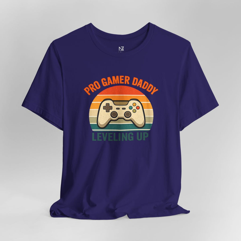Pro Gamer Daddy Leveling Up T-Shirt - Team Navy flat lay | MR7ART