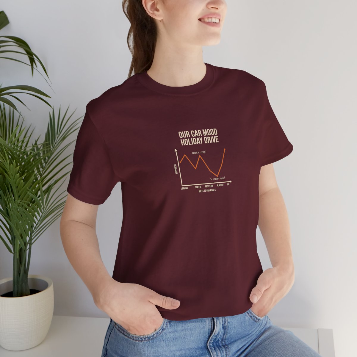 Funny Graph Shirt Tee - Maroon worn by a model | MR7ART