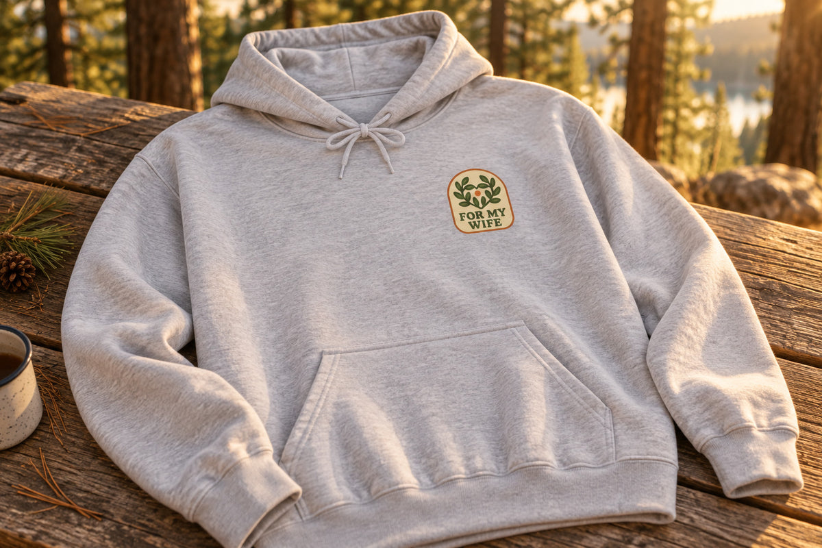 Thanksgiving Gift For Wife Hoodie - Sport Grey on a rustic wooden table | MR7ART
