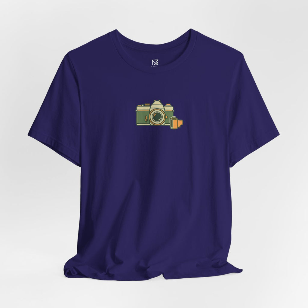 Retro Film Camera tee - Team Navy flat lay | MR7ART