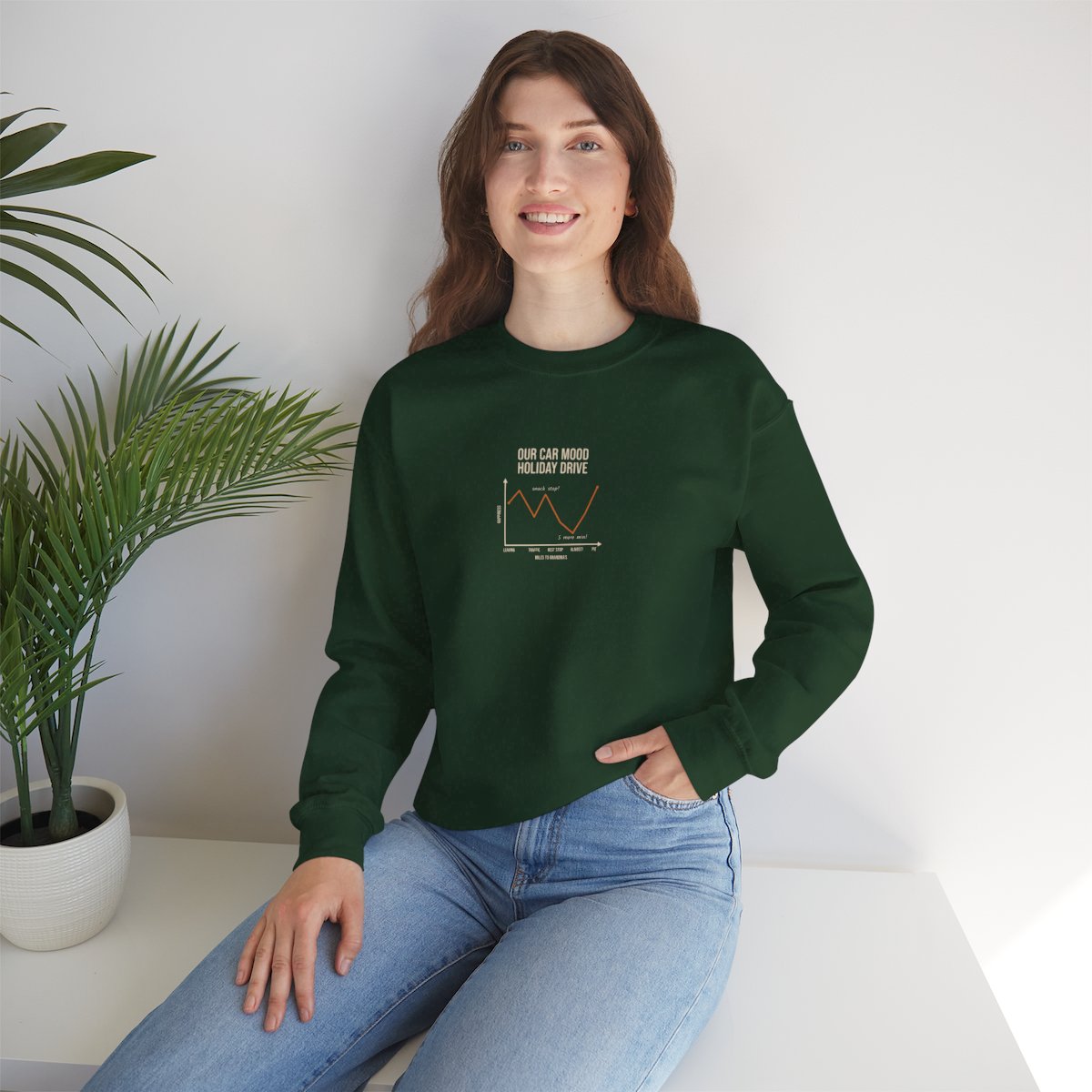 Funny Graph Shirt Sweatshirt - Forest Green worn by a model | MR7ART