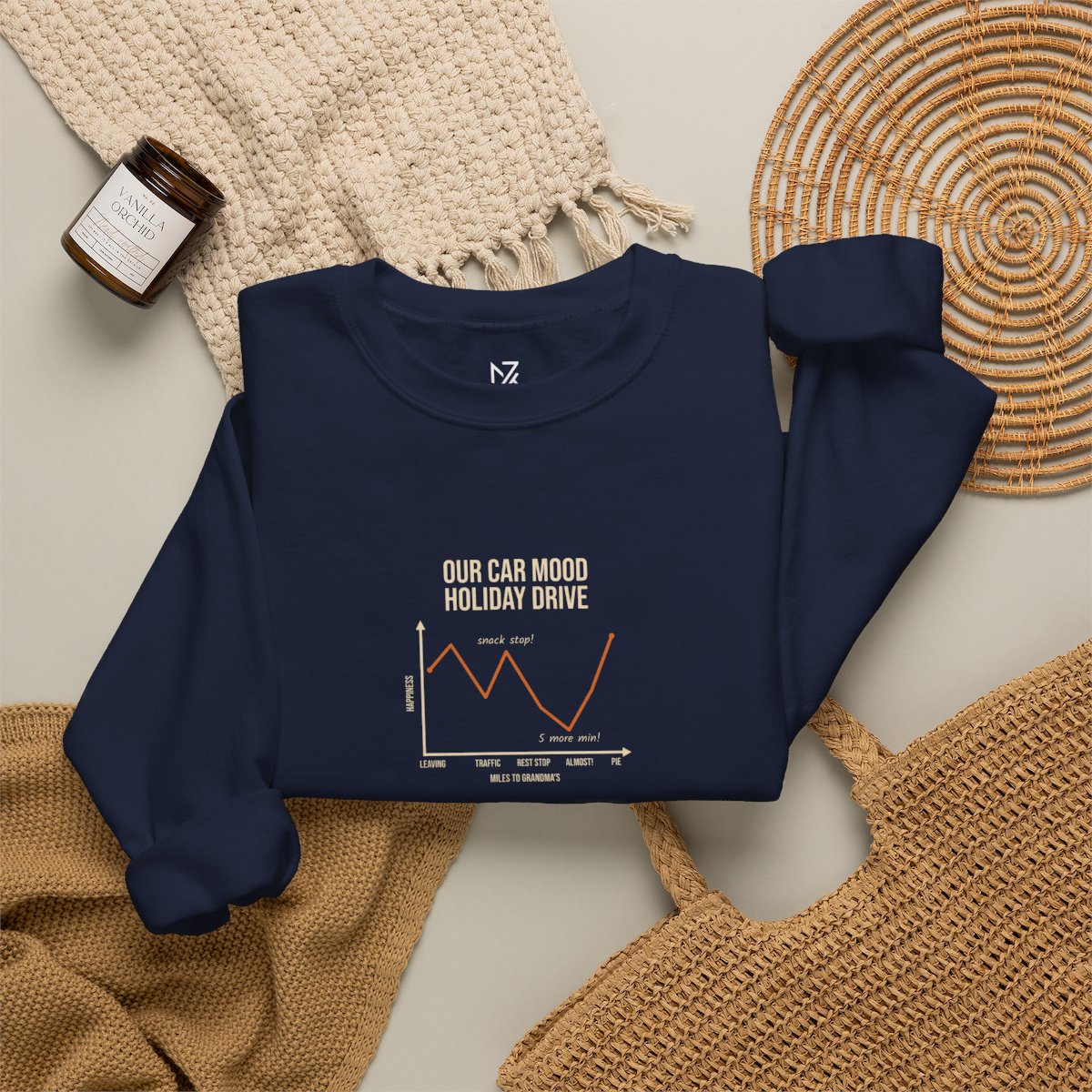 Funny Graph Shirt Sweatshirt - Navy folded flat lay | MR7ART