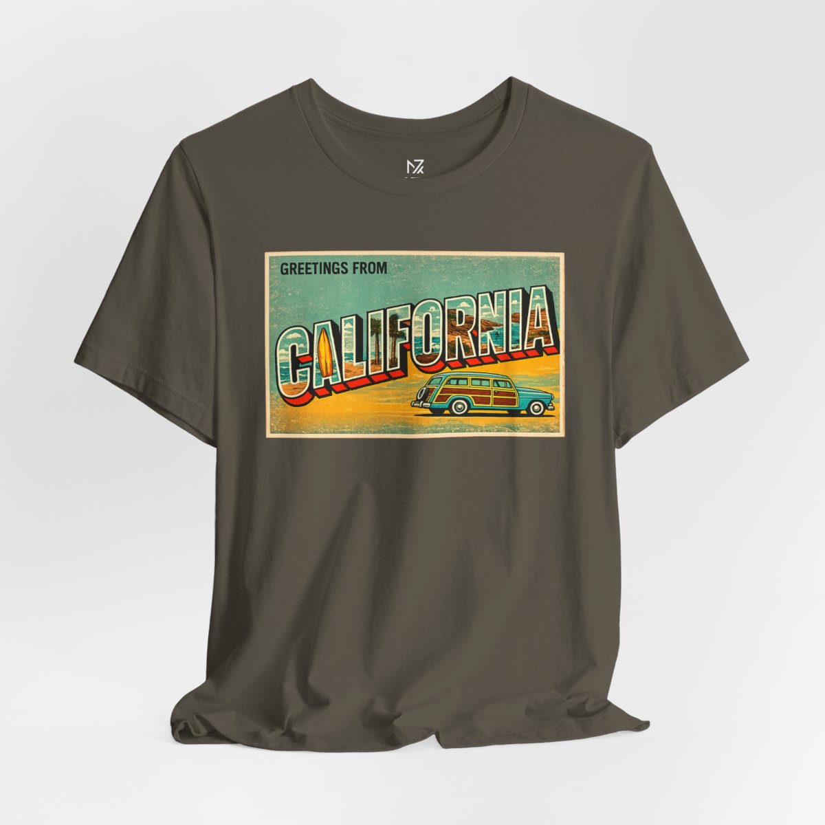 Unisex Jersey Short Sleeve Tee - Army flat lay | MR7ART