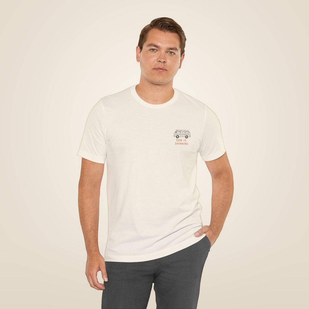 Surf Van Illustration Tee - Natural worn by a model | MR7ART