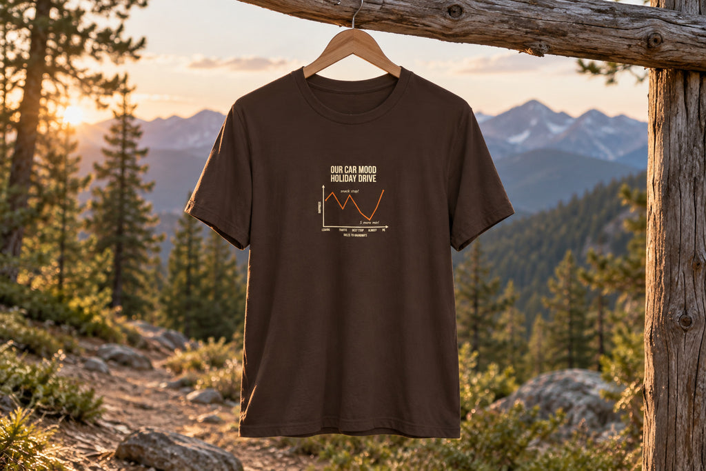 Funny Graph Shirt Tee - Brown on a wooden hanger outdoors | MR7ART