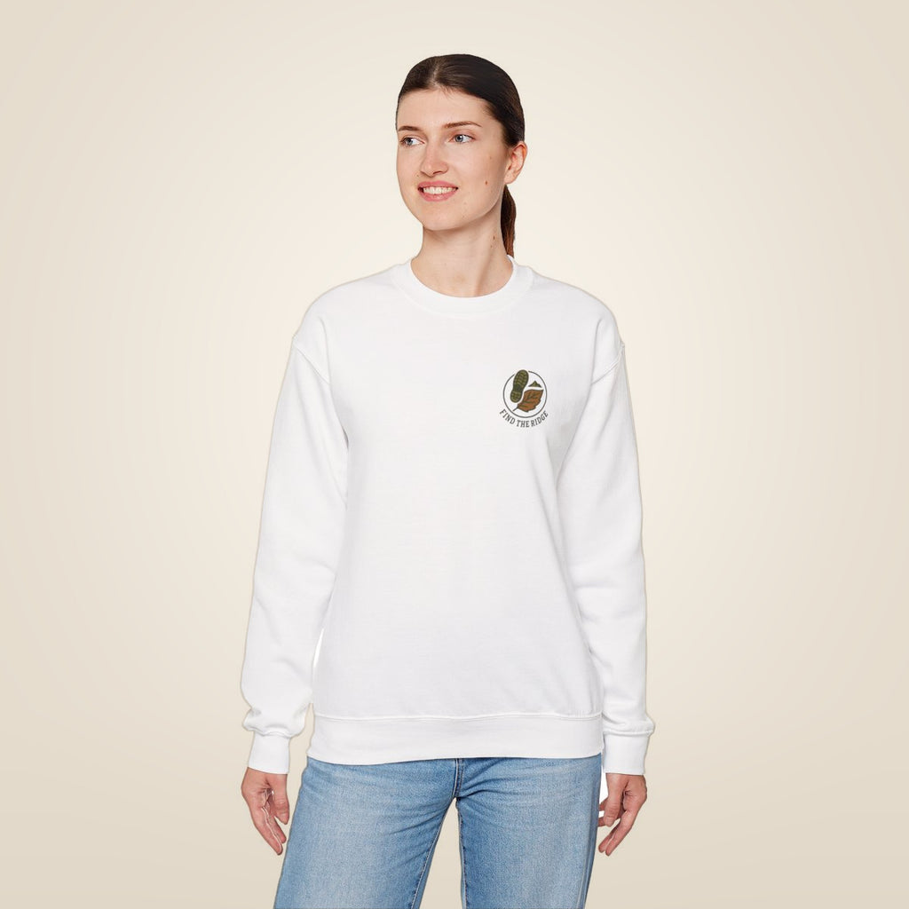 Hiking Sweatshirt - White worn by a model | MR7ART