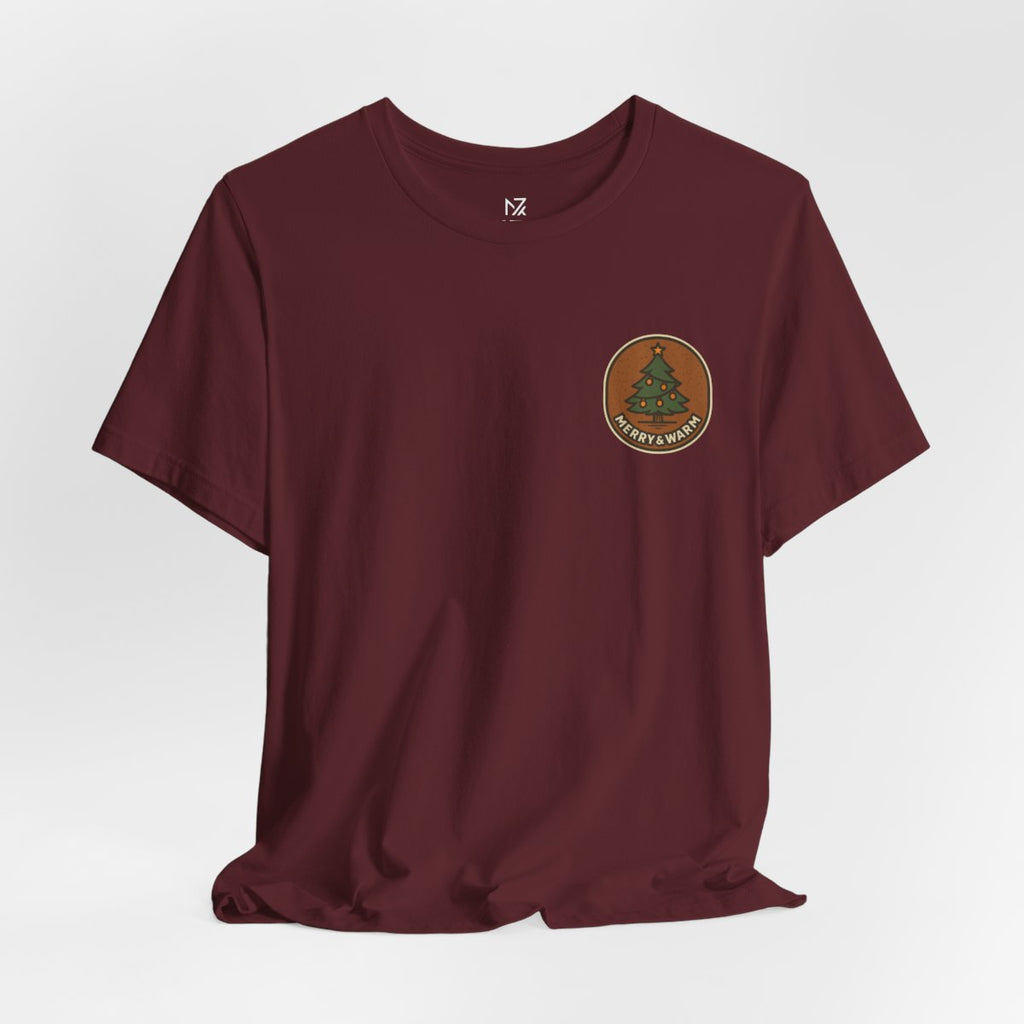 Christmas Tree Tee - Maroon flat lay | MR7ART