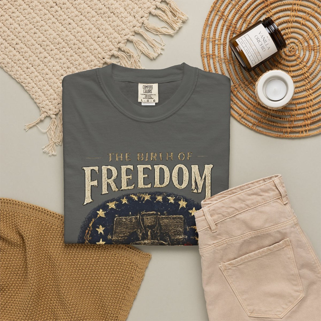 The Birth of Freedom 1776 Shirt, Retro America Tee, Vintage USA Flag T-Shirt, Liberty Bell Graphic Tee, Fourth of July Shirt, - Pepper product photo | MR7ART
