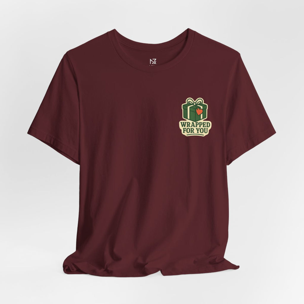 Holiday Gift Tee - Maroon flat lay | MR7ART